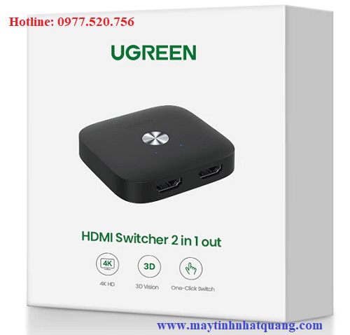Bộ gộp HDMI 2 vào 1 ra Ugreen 80126 có thể chuyển mạch 2 chiều